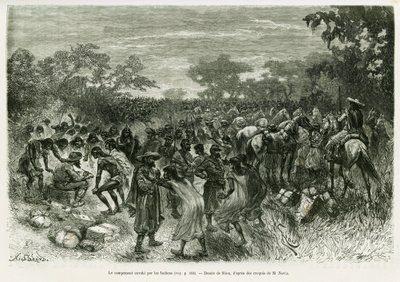 El campamento invadido por los indios (grabado) de Edouard Riou