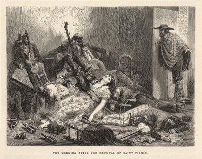 La mañana después de la Fiesta de San Firmin, Nueva York 1875 (grabado) de Edouard Riou