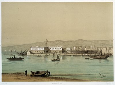 Vista del Canal en "Inauguración del Canal de Suez" por G. Nicole. 1869 de Edouard Riou