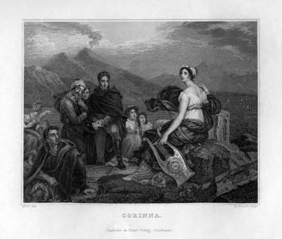 Corinna, poeta griega antigua, c1833 de Edouard Schuler