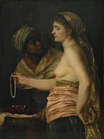 Chica con collar de perlas, 1874 de Edouard Theophile Blanchard