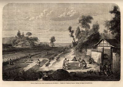 Escenas de agricultura en la temporada de cosecha, en la provincia de Pe-Tche-Li de Edouard Vaumort