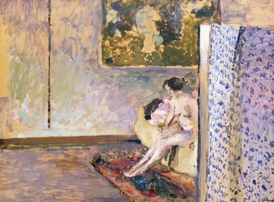 En el estudio de Bonnard en 60 Rue de Douai: Desnudo junto a un biombo de Edouard Vuillard
