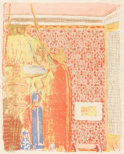 Interior con papel tapiz rosa III (Intérieur aux tentures roses III) de Edouard Vuillard