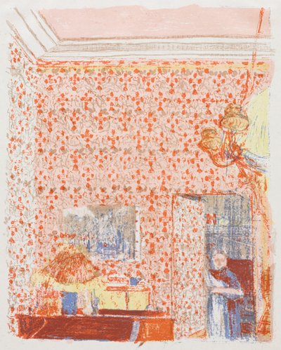 Interior con papel tapiz rosa I de Edouard Vuillard