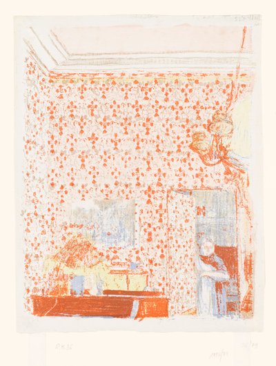 Interior con papel pintado rosa I de Edouard Vuillard