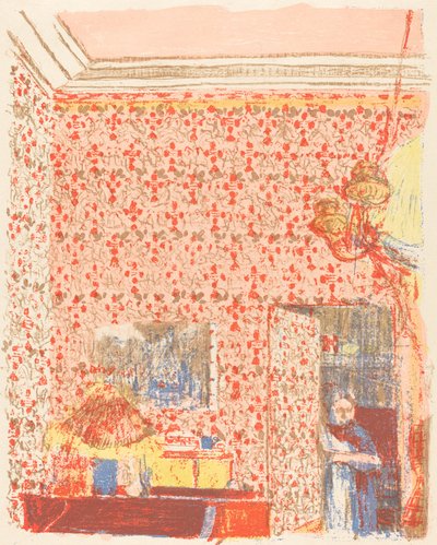 Interior con papel tapiz rosa I, c. 1896 publicado en 1899 de Edouard Vuillard