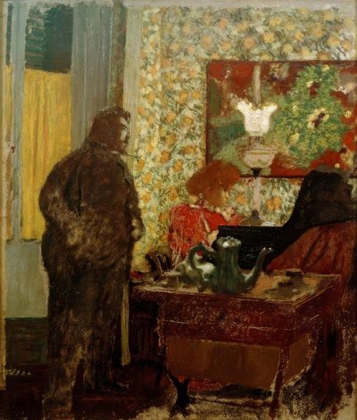 Interior con Misia Natanson al piano (Cipa escuchando a Misia) de Edouard Vuillard