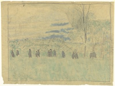 Paisaje con caminantes: cortejo fúnebre (?) de Edouard Vuillard