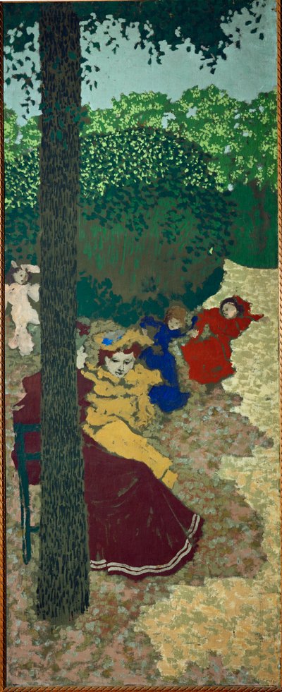 Niñas jugando; de la serie de Vuillard sobre jardines públicos (pintura sobre lienzo) de Edouard Vuillard