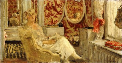 Lucy Hessel en el boudoir de la propiedad de Cezanne, Vaucresson de Edouard Vuillard