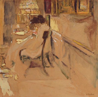 Madame Hessel cosiendo bajo la lámpara, c.1905 de Edouard Vuillard