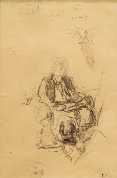 Madame Bénard sentada con estudio dibujado de su pañuelo de Edouard Vuillard