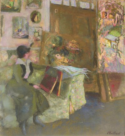 Modelo en un sofá verde de Edouard Vuillard