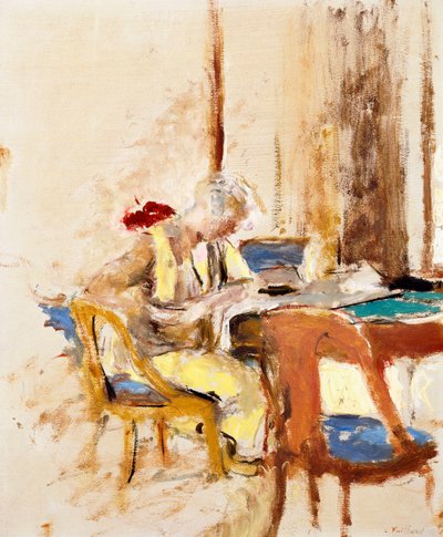 Leyendo en el pequeño salón de Edouard Vuillard