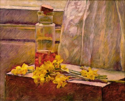 Bodegón de flores con un jarrón sobre una mesa de Edouard Vuillard