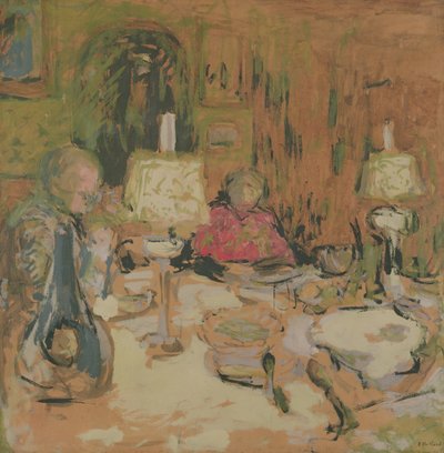 La cena con dos lámparas, rue de Calais, 1913 de Edouard Vuillard