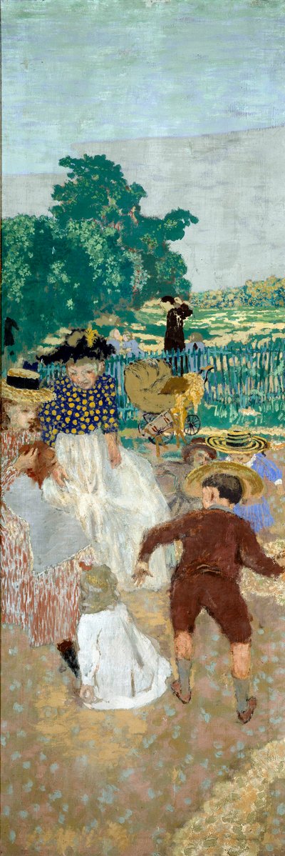 Los jardines públicos: Las enfermeras (izquierda) (detalle del tríptico) de Edouard Vuillard