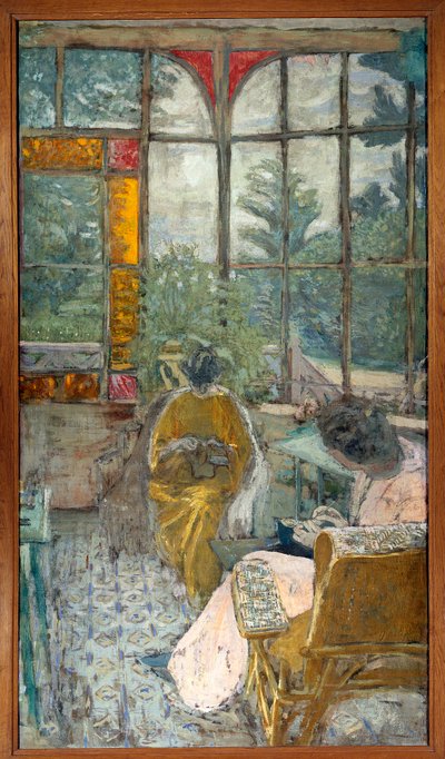 Dos mujeres bordando bajo una veranda. Lucie Hessel y la actriz Marthe Mellot de Edouard Vuillard