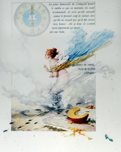 Charles Perrault (1628 - 1703): "Cenicienta" 1697. La ilustración de Edouard de Beaumont (1887) muestra a Cenicienta escapando al sonar la medianoche perdiendo su zapato. Los caballos se convierten en ratas y la carroza en una calabaza. de Edouard de (after) Beaumont
