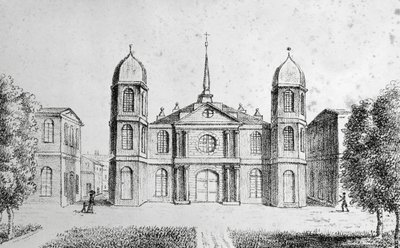 Iglesia de Nueva Orleans, Estados Unidos de América, litografía de Edouard de Montule (1792-1828) de Viaje a América, Italia, Sicilia y Egipto de Edouard de Montule