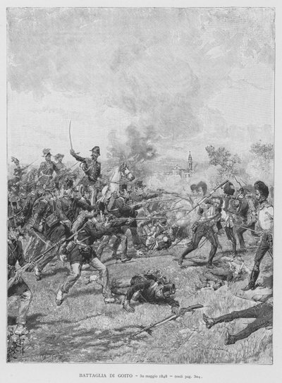 Batalla de Goito, 30 de mayo de 1848 (grabado) de Edouardo Matania