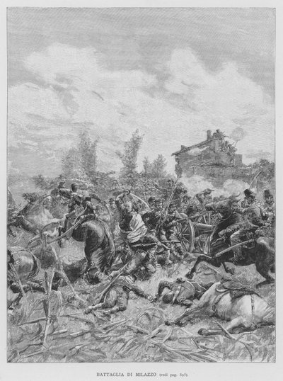 Batalla de Milazzo (grabado) de Edouardo Matania
