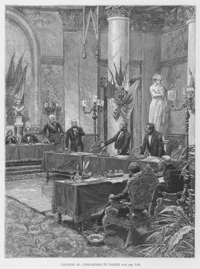 Cavour en el Congreso de París de Edouardo Matania