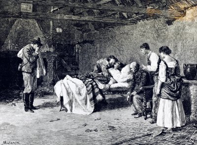 Muerte de Anita Garibaldi en la granja del Marqués Guiccioli (ilustración) de Edouardo Matania