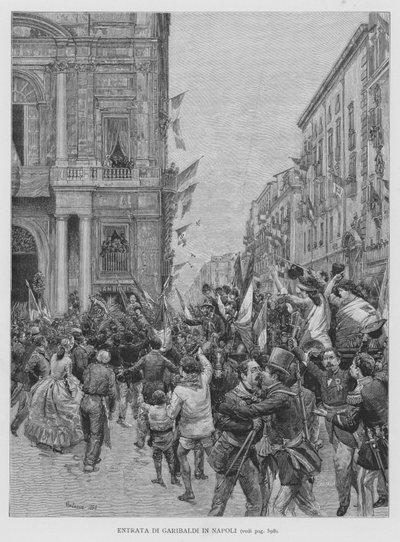 Entrada de Garibaldi en Nápoles (grabado) de Edouardo Matania