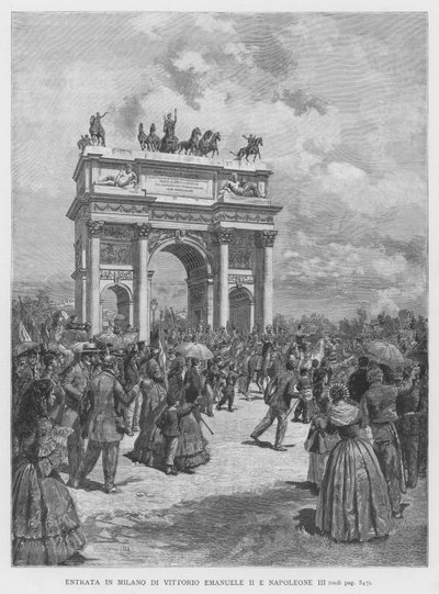 Entrada en Milán de Víctor Manuel II y Napoleón III de Edouardo Matania