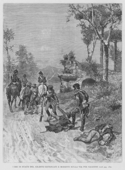 Los reos de estado del Cilento exhaustos y moribundos en el camino a Salerno de Edouardo Matania