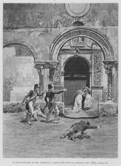 Las tropas de Del Carretto en Siracusa después de la revuelta de 1837 de Edouardo Matania