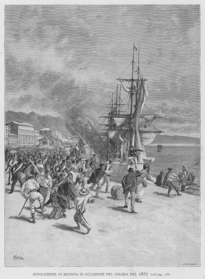 Revolución de Messina en ocasión del cólera de 1837 de Edouardo Matania
