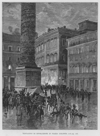 Intento de revolución en la Plaza Colonna de Edouardo Matania