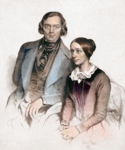 Robert y Clara Schumann de Eduard (after) Kaiser