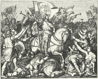 Enrique el Pajarero, Rey de Francia Oriental, después de su victoria sobre los magiares en la Batalla de Riade, 933 de Eduard Bendemann