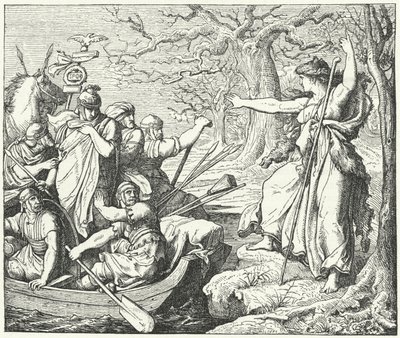 El general romano Nerón Claudio Druso en el río Elba, 9 a.C. de Eduard Bendemann