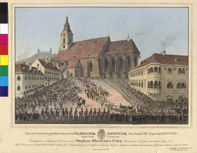 Coronación de la emperatriz Carolina Augusta como reina de Hungría el 25 de septiembre de 1825 en Bratislava de Eduard Gurk