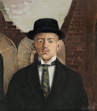 Retrato del poeta Vasili Kamensky con sombrero de copa de Eduard Gustavovich Shiman