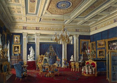 Salón Azul en el Palacio Mariinsky en San Petersburgo, mediados del siglo XIX de Eduard Hau