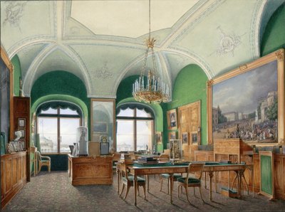 Interiores del Palacio de Invierno. El Gran Estudio del Emperador Nicolás I, 1860s de Eduard Hau