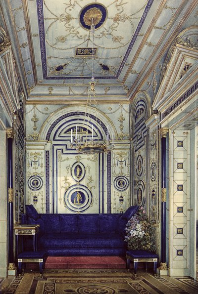 El Estudio Azul en el Gran Palacio en Tsarkoye Selo, antes de 1840 de Eduard Hau