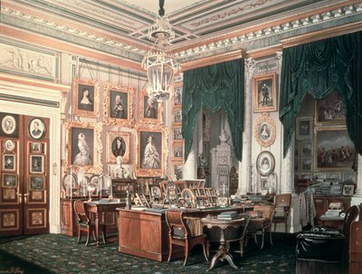 El estudio de Alejandro III (1845-94) en el Palacio de Gatchina, c.1881 de Eduard Hau