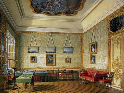El estudio de trabajo o pequeño estudio del Emperador Alejandro I en el Gran Palacio de Tsarskoye Selo, 1875 de Eduard Hau