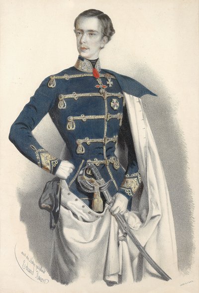 Retrato del Emperador Francisco José I de Austria, en uniforme húngaro de Eduard Kaiser
