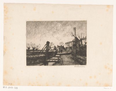 Camino con puente a lo largo de una zanja de Eduard Karsen (signed by artist)