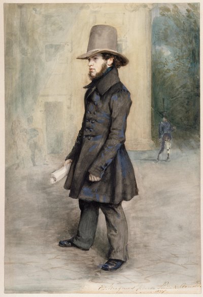 Alemán: Adolph von Menzel con sombrero Biedermeier de Eduard Magnus