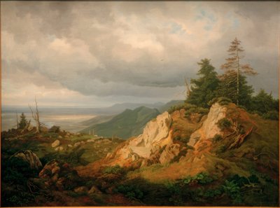 En la alta Kampe con vista al Chiemsee de Eduard Schleich der Ältere