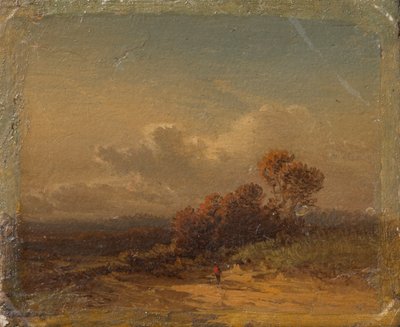 Paisaje de verano con hombre de sombrero rojo. de Eduard Schleich der Ältere
